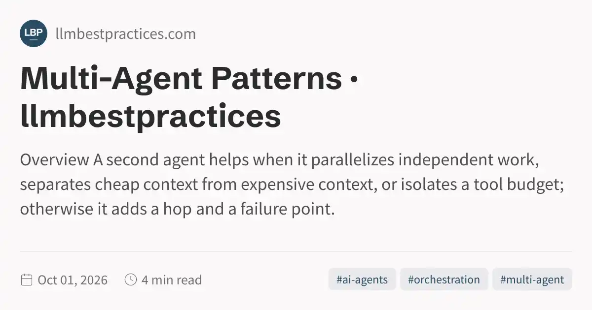 Multi-Agent Patterns · llmbestpractices