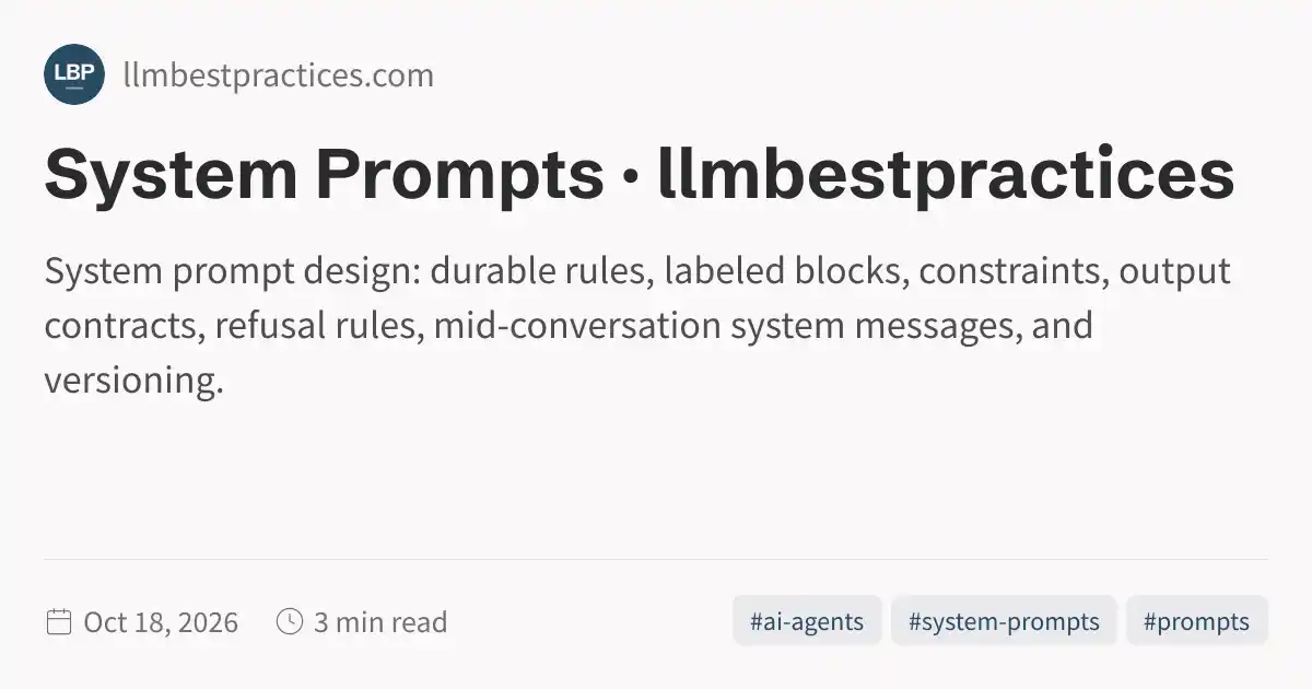 System Prompts · llmbestpractices