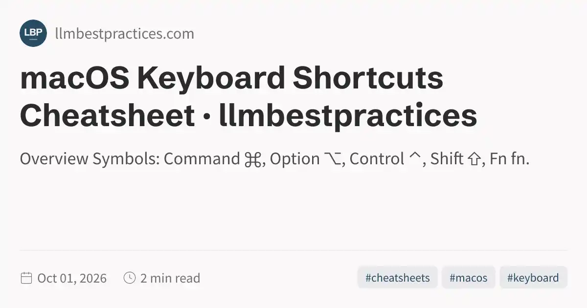 macOS Keyboard Shortcuts Cheatsheet · llmbestpractices