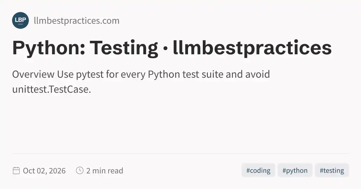 Python: Testing · llmbestpractices