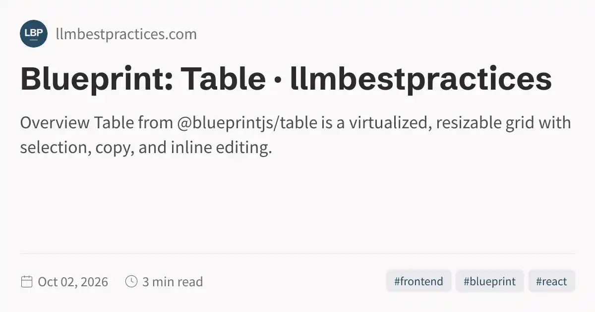 Blueprint: Table · llmbestpractices