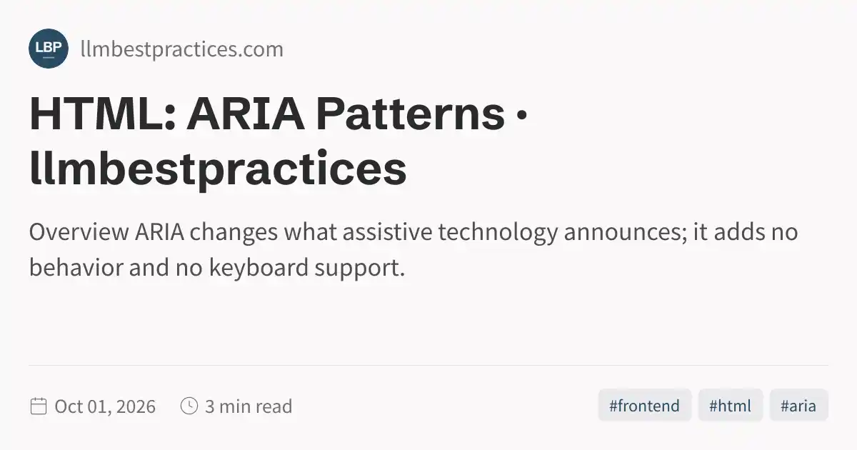 HTML: ARIA Patterns · llmbestpractices