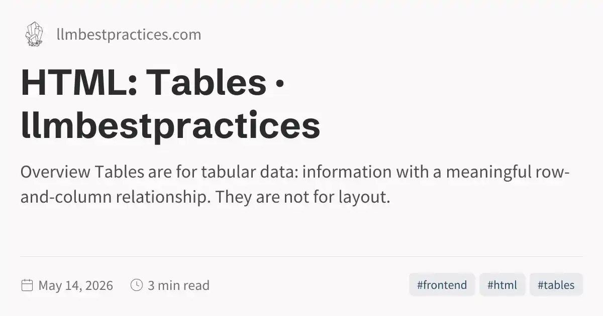 HTML: Tables · llmbestpractices